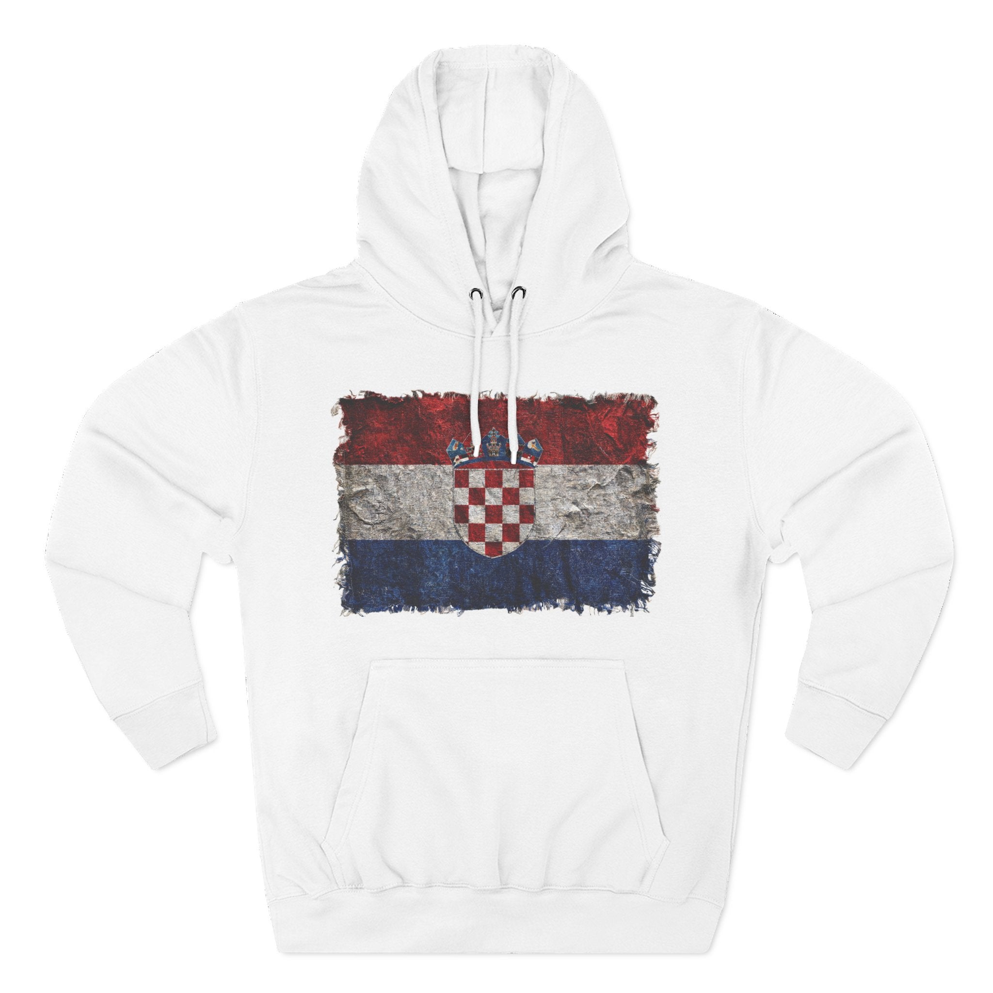 Distressed Croatia Flag Pullover Hoodie | Croatia Graphic Fleece Hoodie