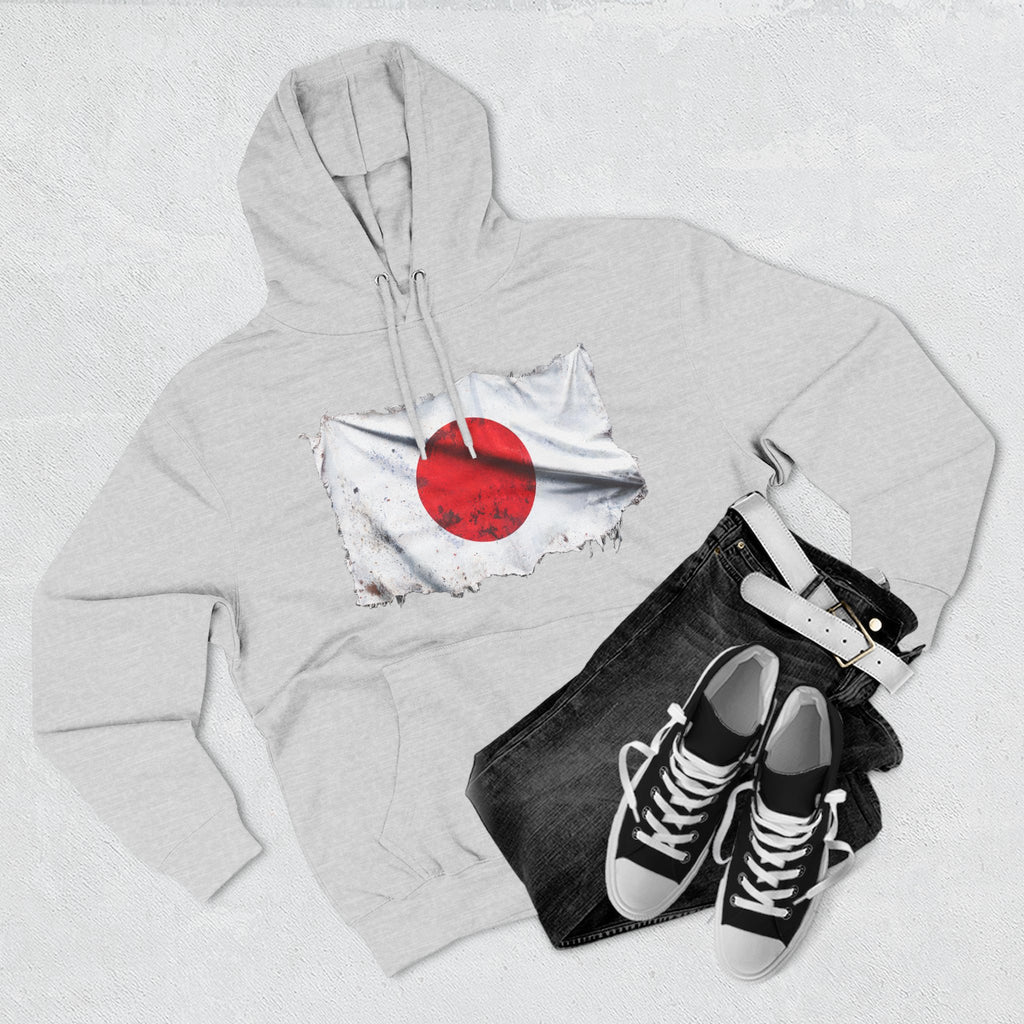 Distressed Japan Flag Pullover Hoodie | Japan Graphic Fleece Hoodie