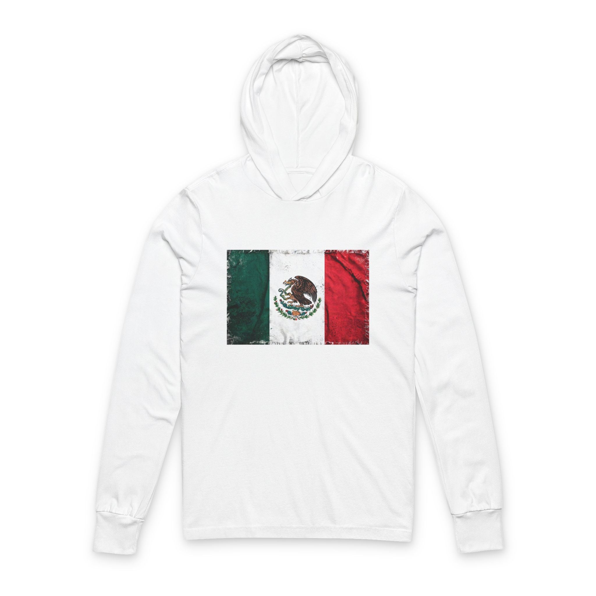 Mexico Flag Hooded Long-Sleeve Tee — Vintage Mexican Flag Shirt