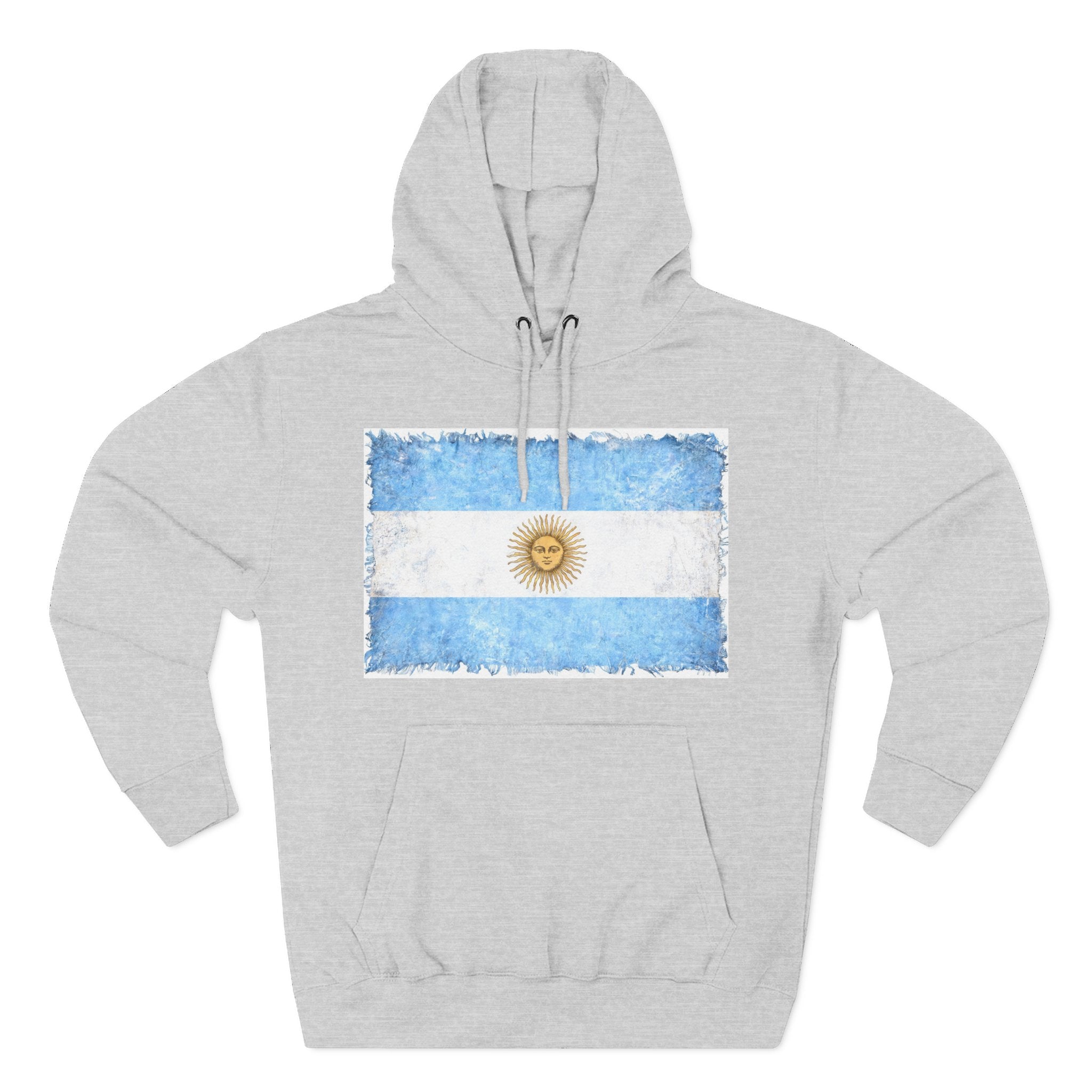 Distressed Argentina Flag Pullover Hoodie | Argentina Graphic Fleece Hoodie