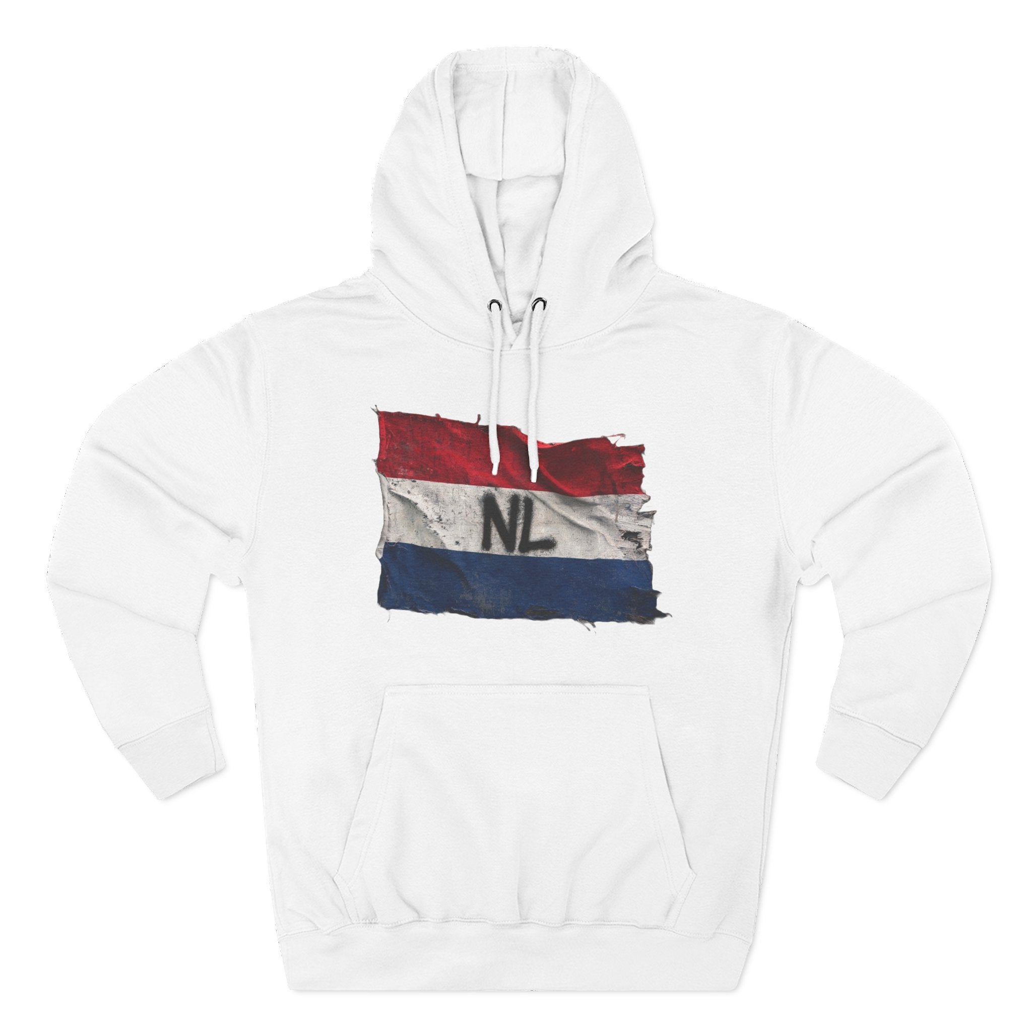 NL Flag Hoodie — Distressed Netherlands Tricolor Pullover
