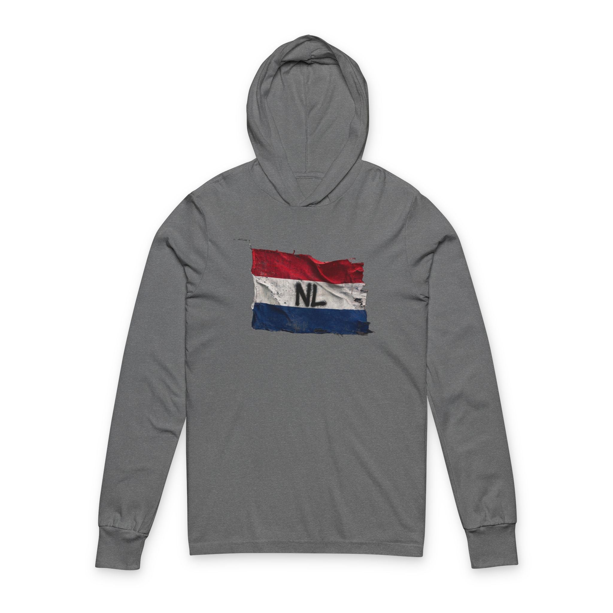 Distressed Netherlands Flag Hooded Long Sleeve Tee | Netherlands Graphic Sleeve Hoodie
