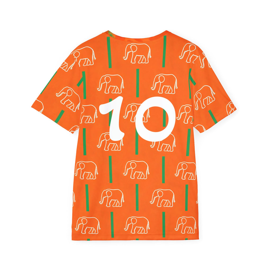 Côte d'Ivoire Orange Elephant Pattern Sports Jersey — Number 10 Soccer Shirt