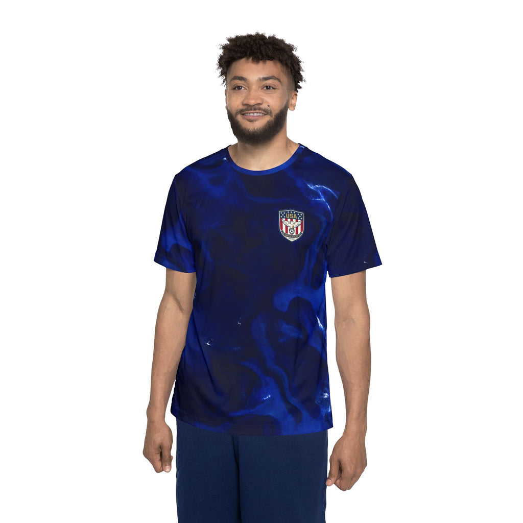 Blue Marble Swirl Men's Jersey | All-Over Print Sports Shirt