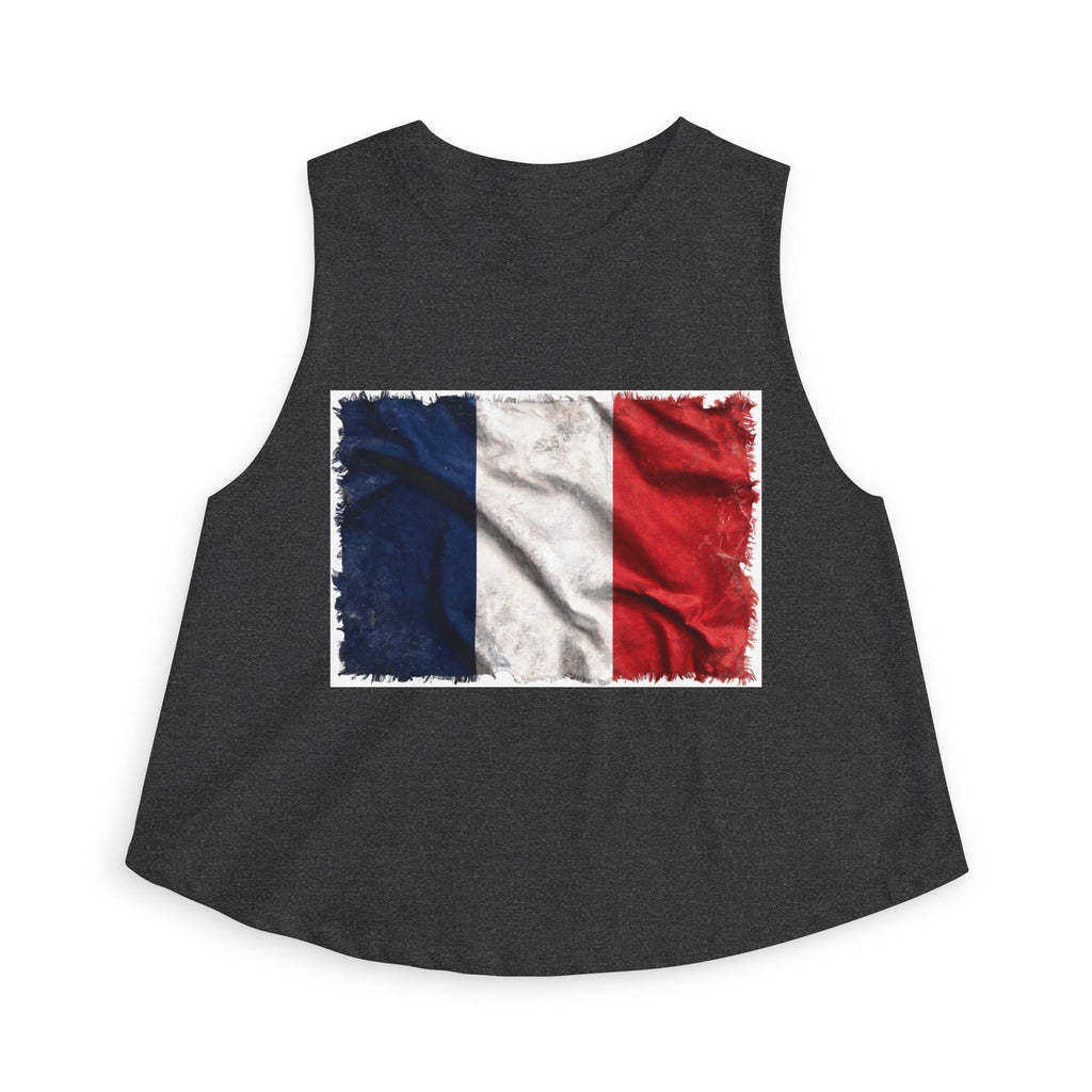 Distressed French Flag Crop Top | France Tricolor Tank