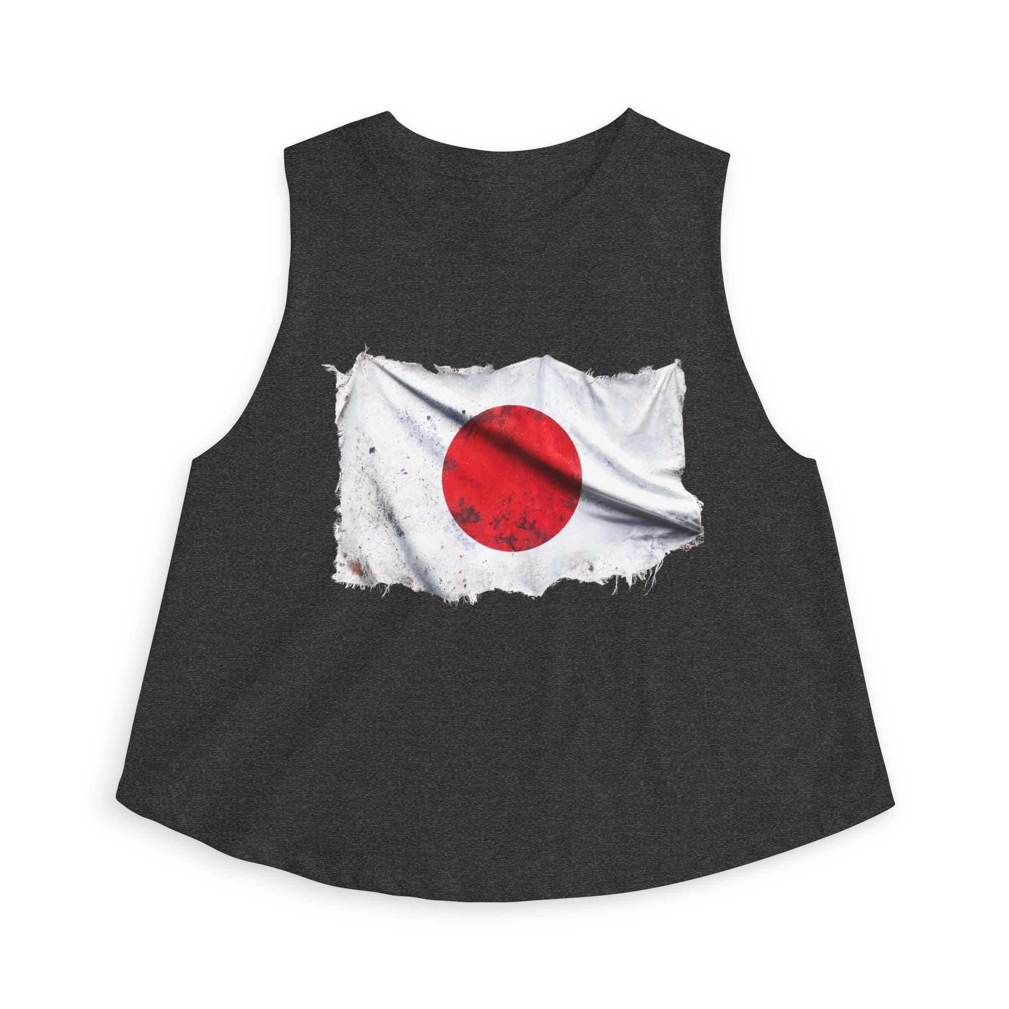 Japan Flag Crop Top — Vintage Distressed Rising Sun Graphic