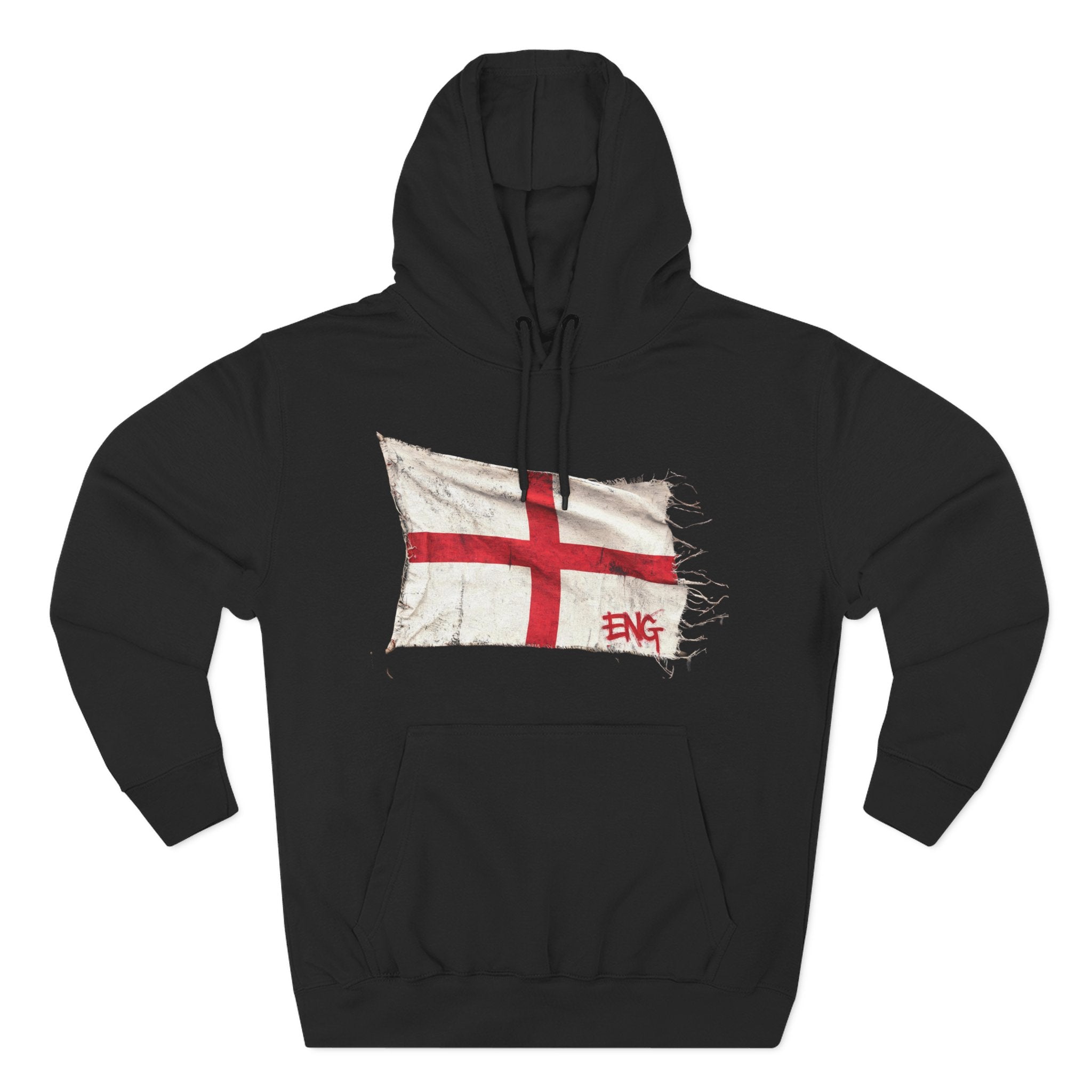Distressed England Flag Pullover Hoodie | England Graphic Fleece Hoodie