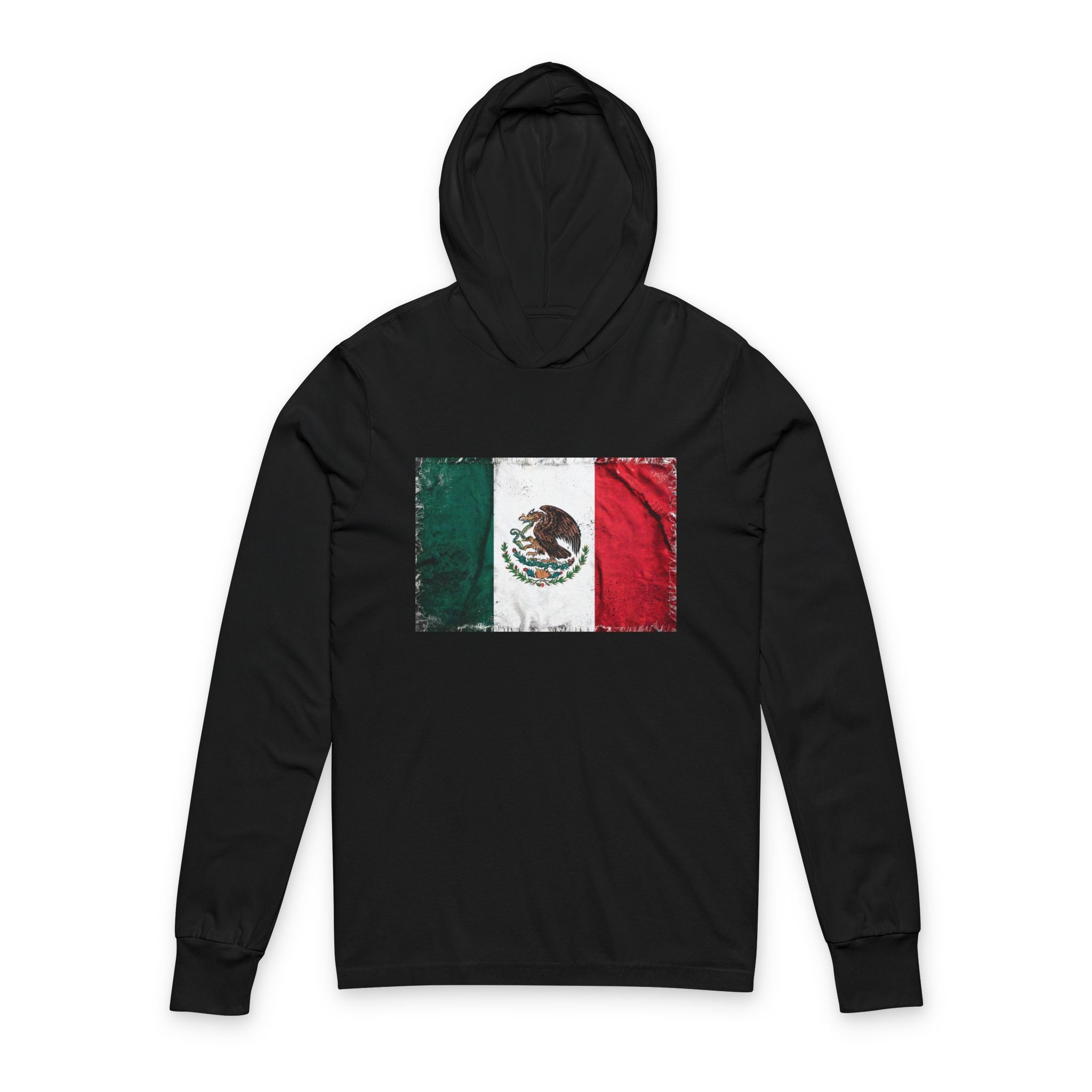 Mexico Flag Hooded Long-Sleeve Tee — Vintage Mexican Flag Shirt
