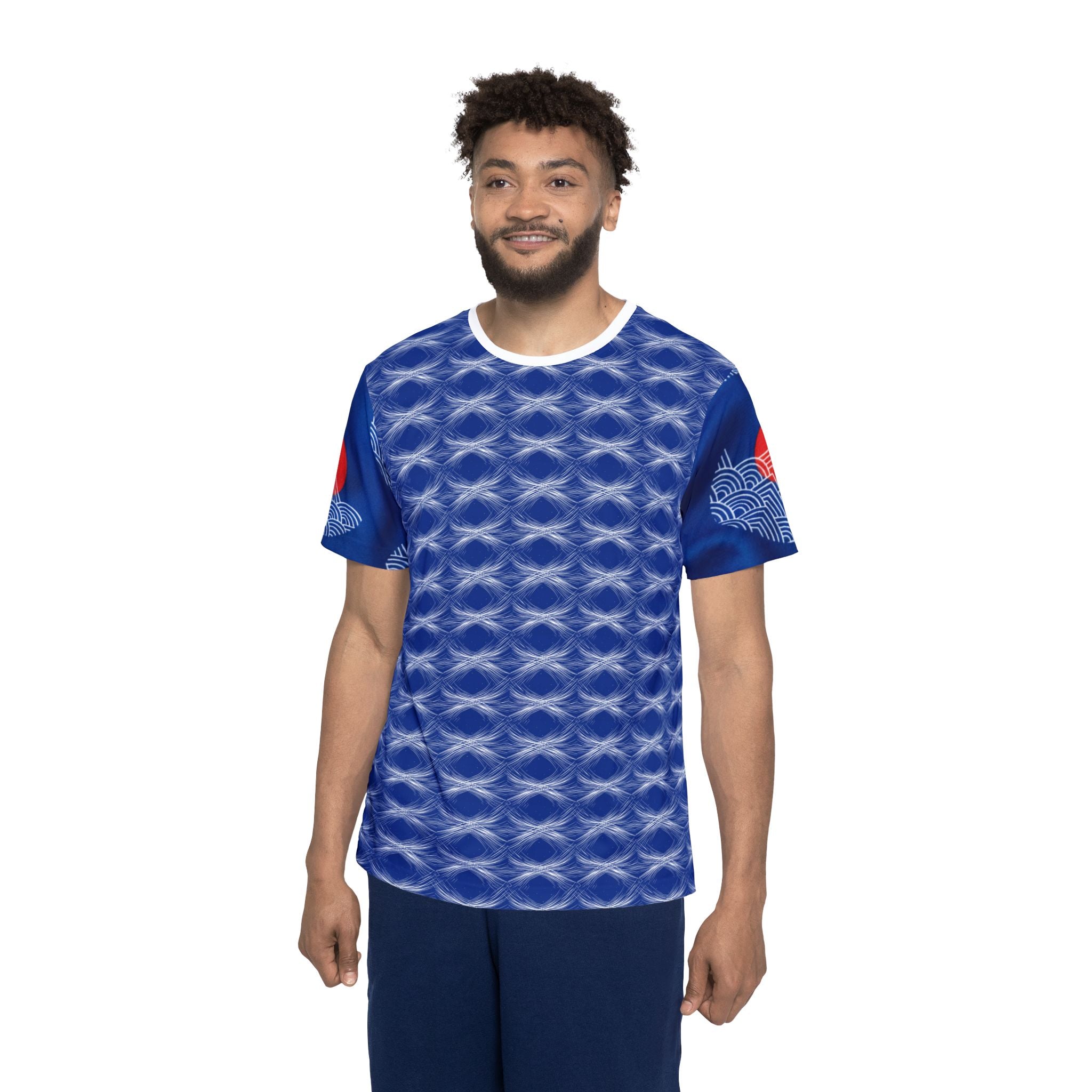 Japan Blue Wave Pattern Sports Jersey | All-Over Print