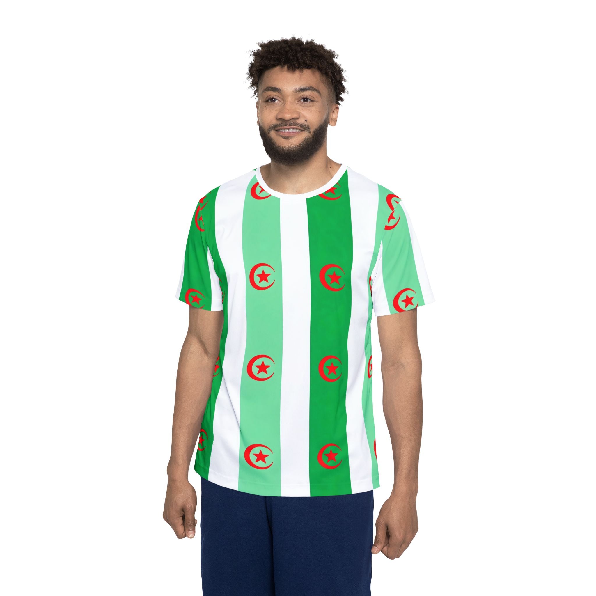 Algeria Crescent Star Striped Jersey | Sports Jersey