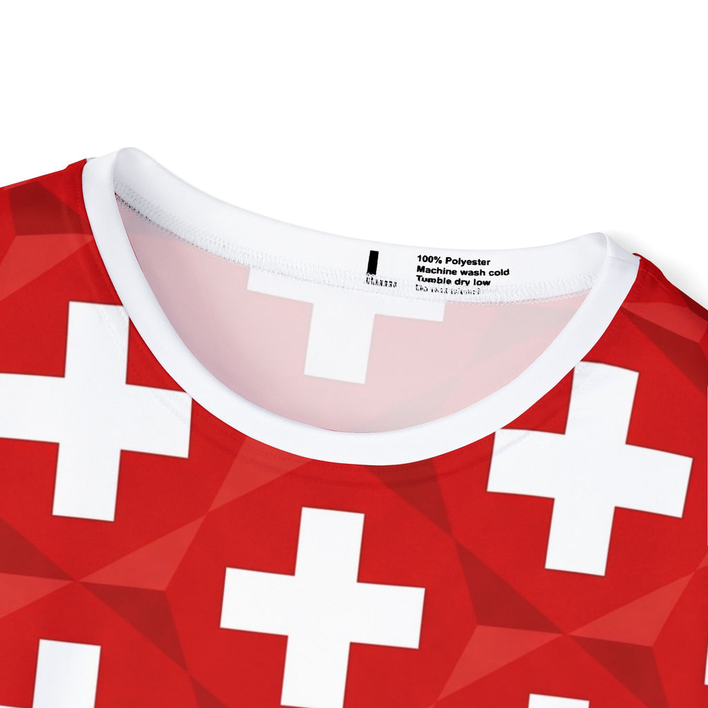 Switzerland Cross Pattern Soccer Jersey - Minimalist Football Fan Shirt