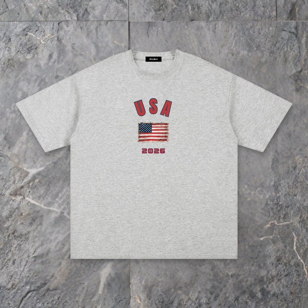 usa 26 unisex pure cotton t shirt — slate background