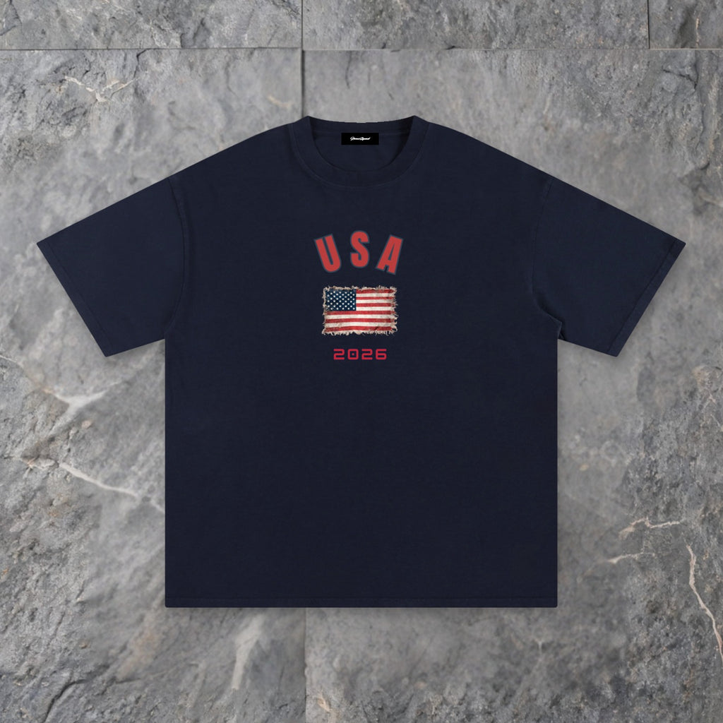 usa 26 unisex pure cotton t shirt — slate background