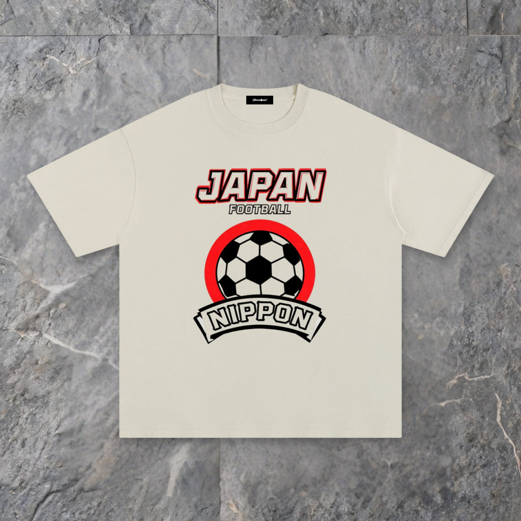 retro japan football unisex pure cotton t shirt — slate background