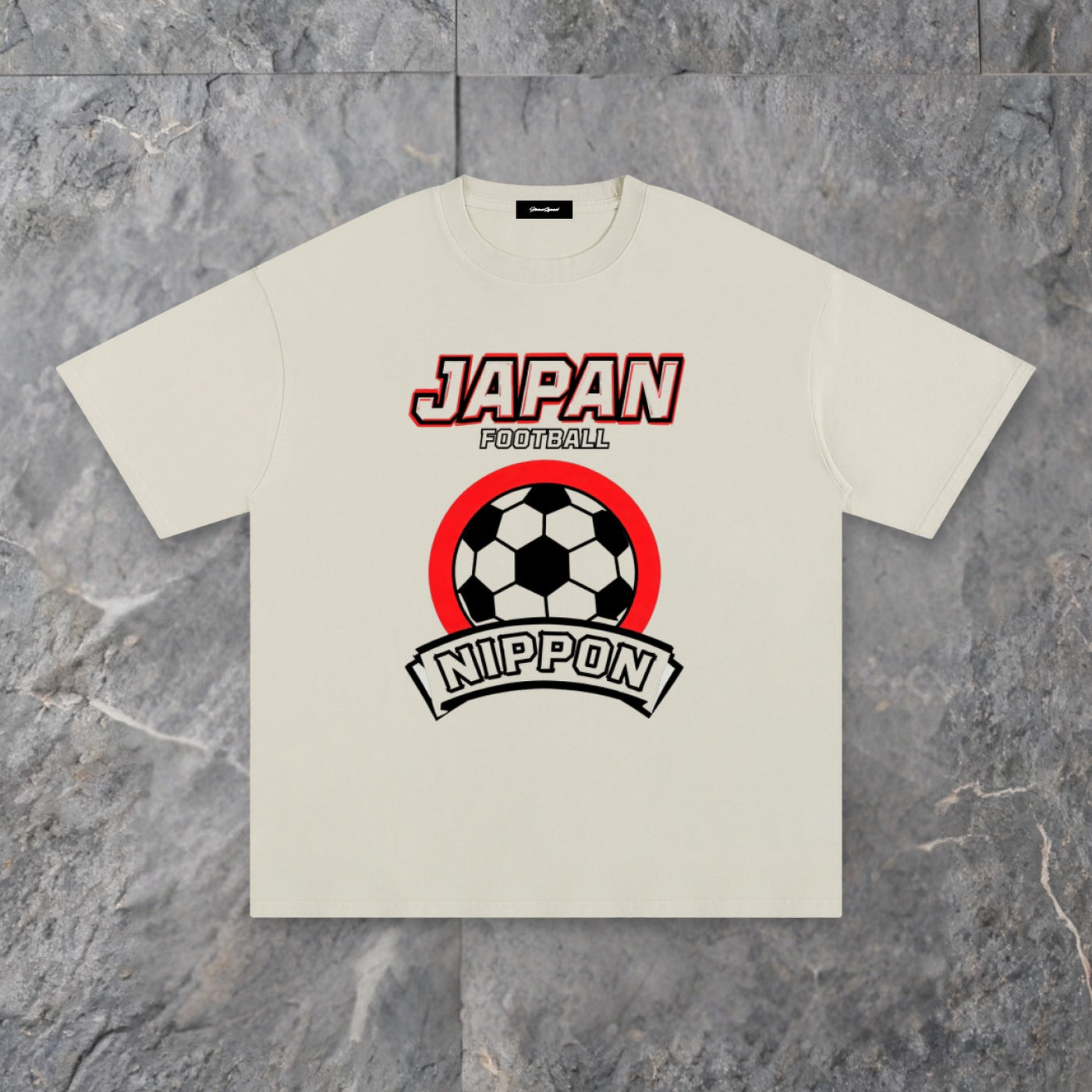 retro japan football unisex pure cotton t shirt — slate background