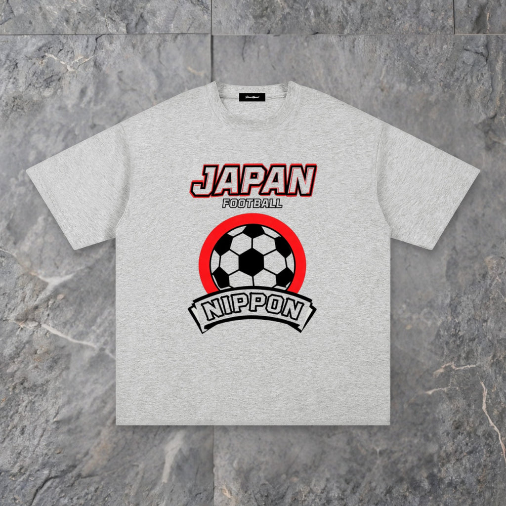 retro japan football unisex pure cotton t shirt — slate background