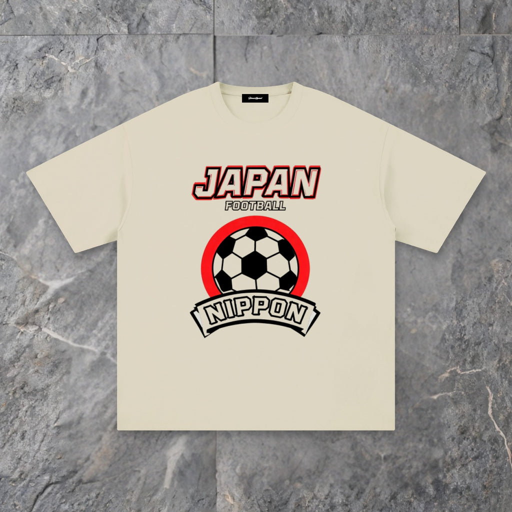retro japan football unisex pure cotton t shirt — slate background