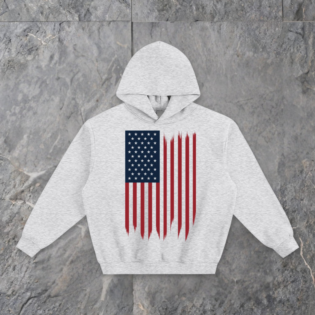 usa fleeced boxy hoodie — slate background