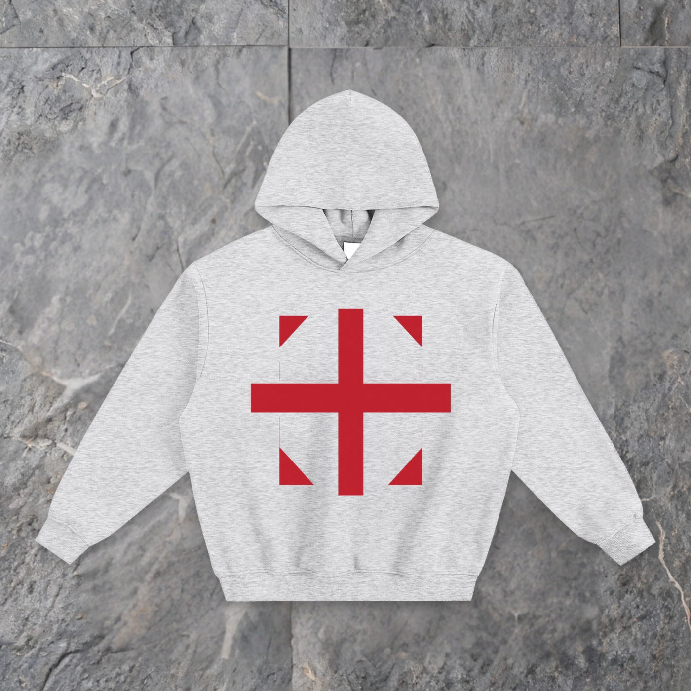 england fleeced boxy hoodie — slate background