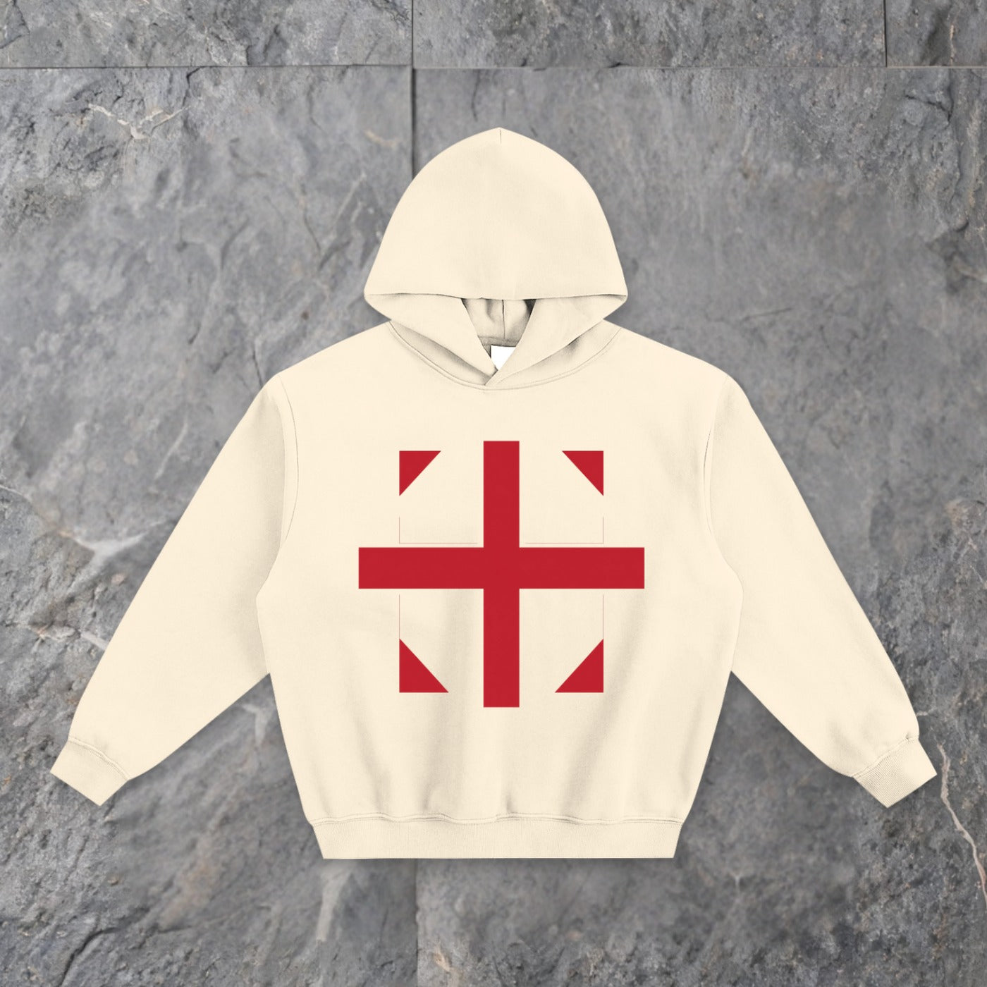 england fleeced boxy hoodie — slate background
