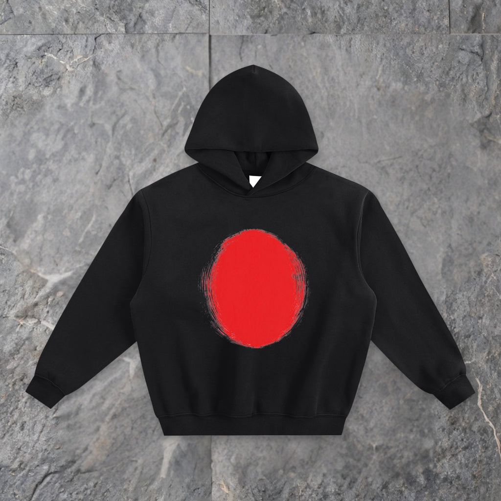 brushstrokes fleeced boxy hoodie japan edition — slate background