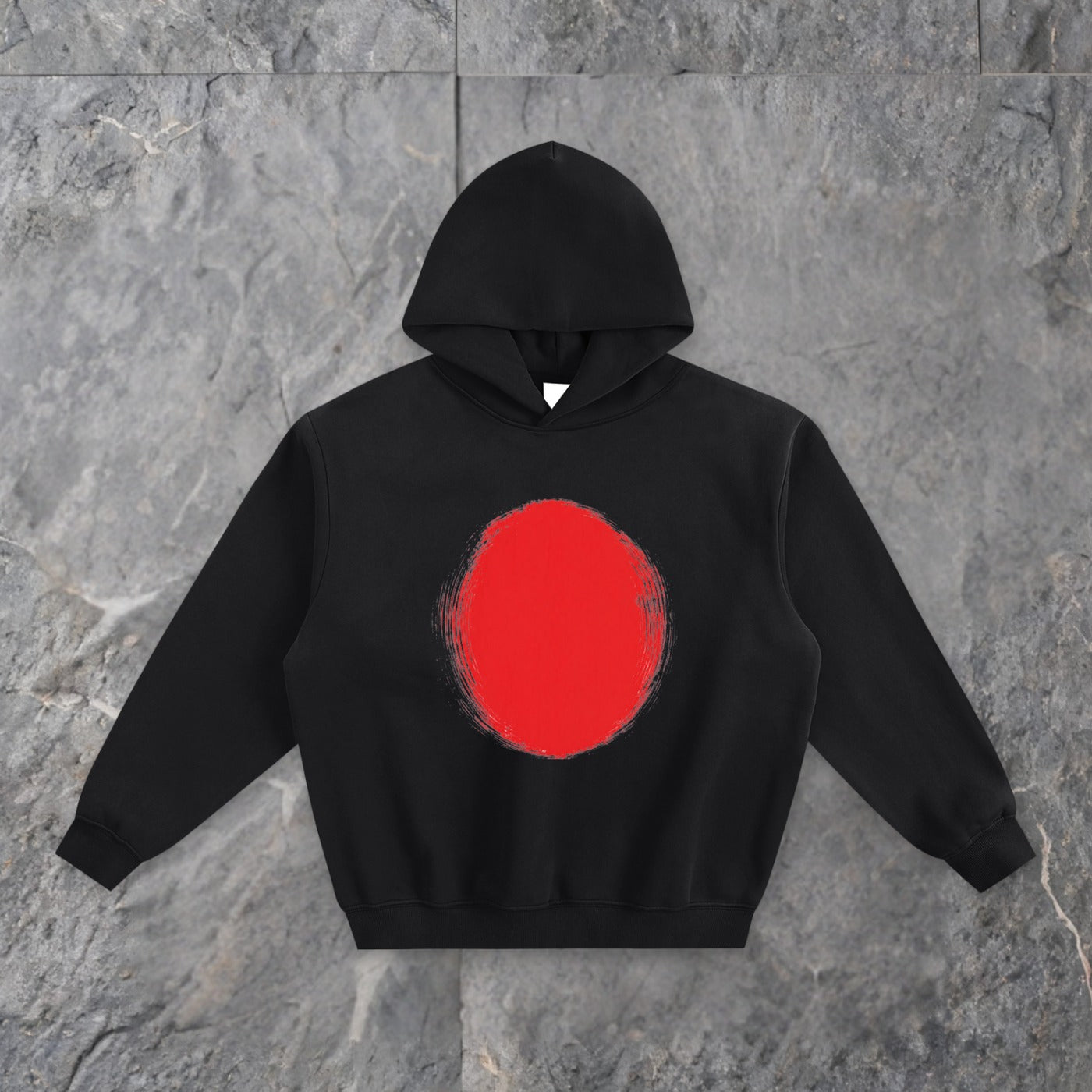 brushstrokes fleeced boxy hoodie japan edition — slate background