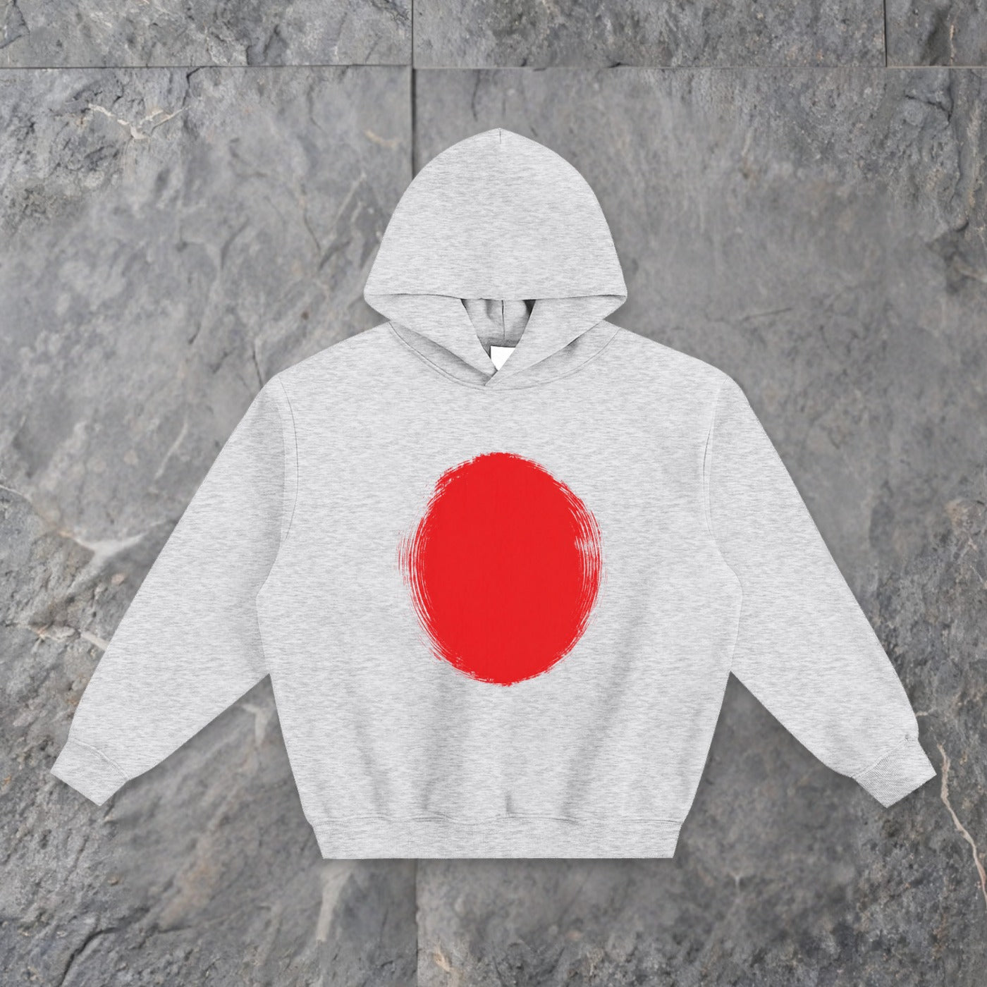 brushstrokes fleeced boxy hoodie japan edition — slate background
