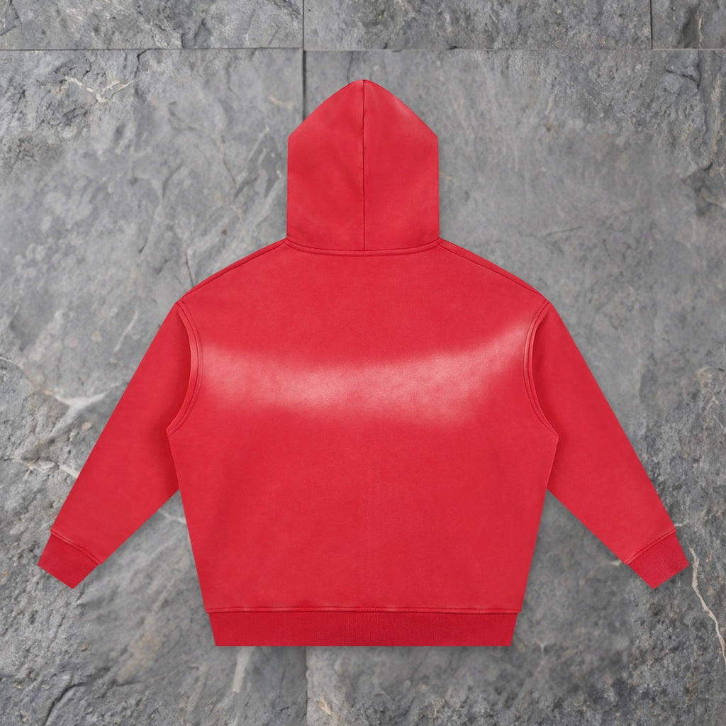usa sunfade two way zipper boxy fleece hoodie — slate background