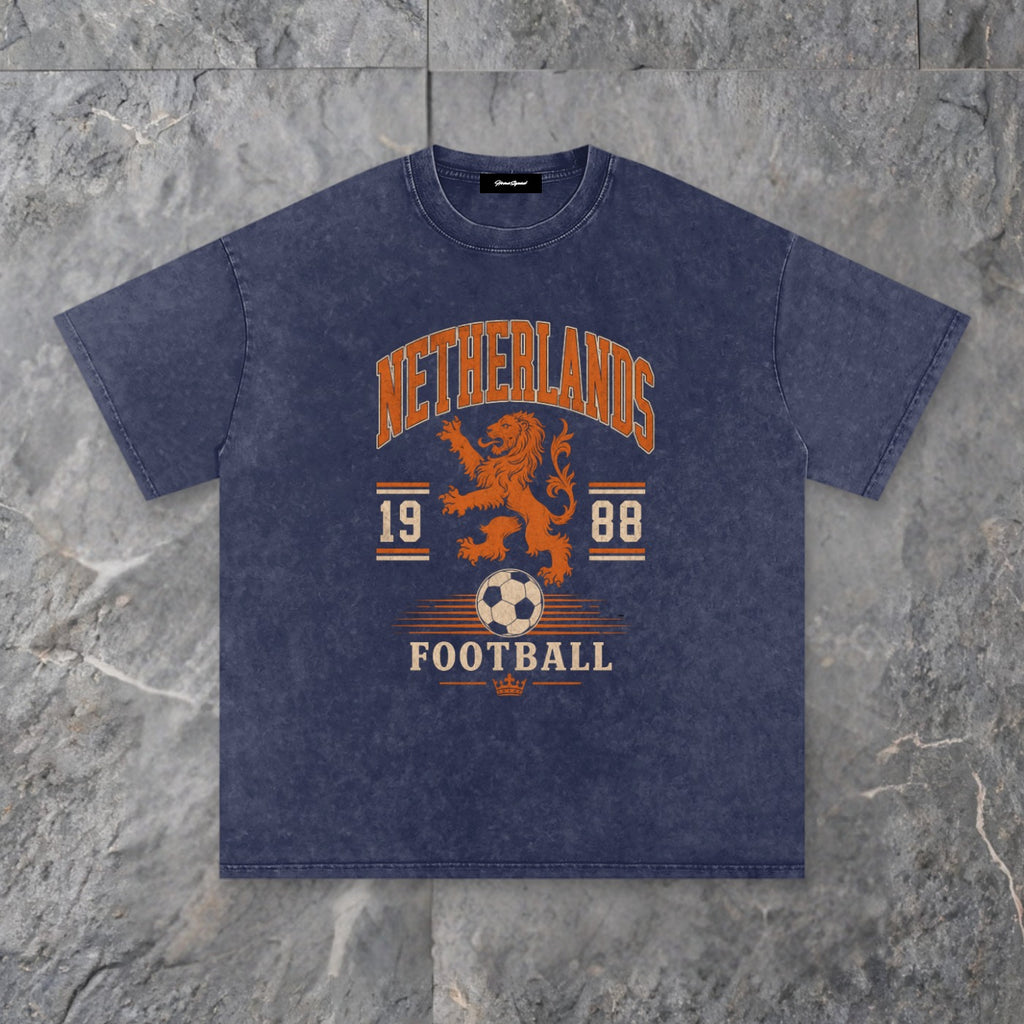 vintage heritage snow washed cotton t shirt netherlands edition — slate background
