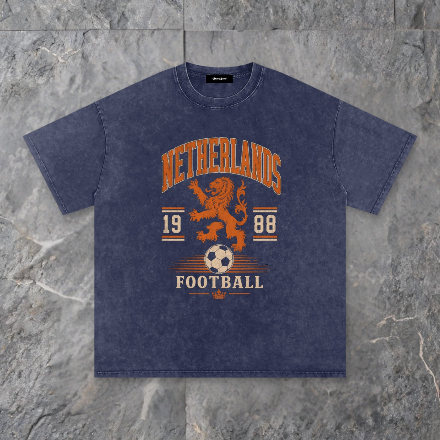 vintage heritage snow washed cotton t shirt netherlands edition — slate background