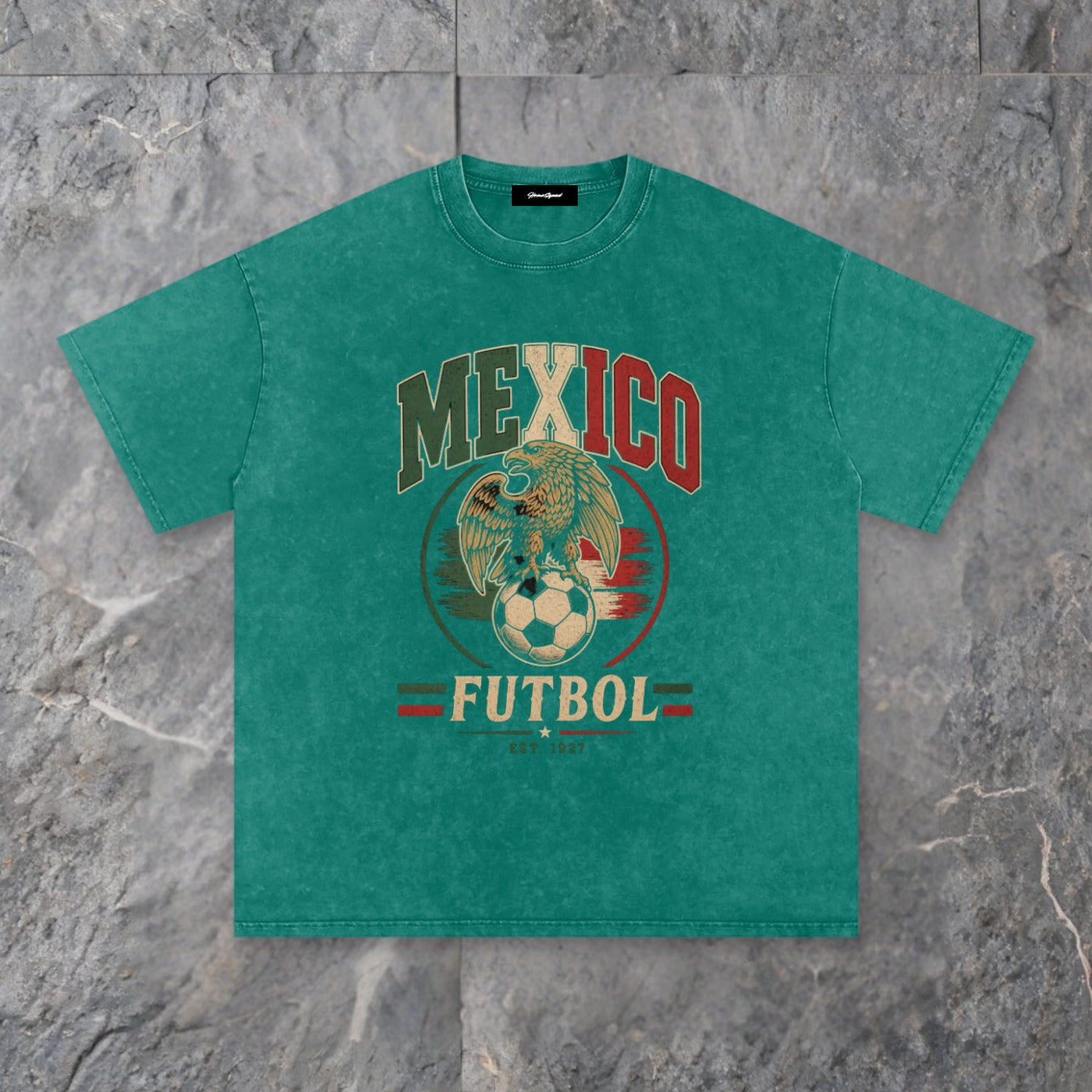 vintage heritage snow washed cotton t shirt mexico edition — slate background