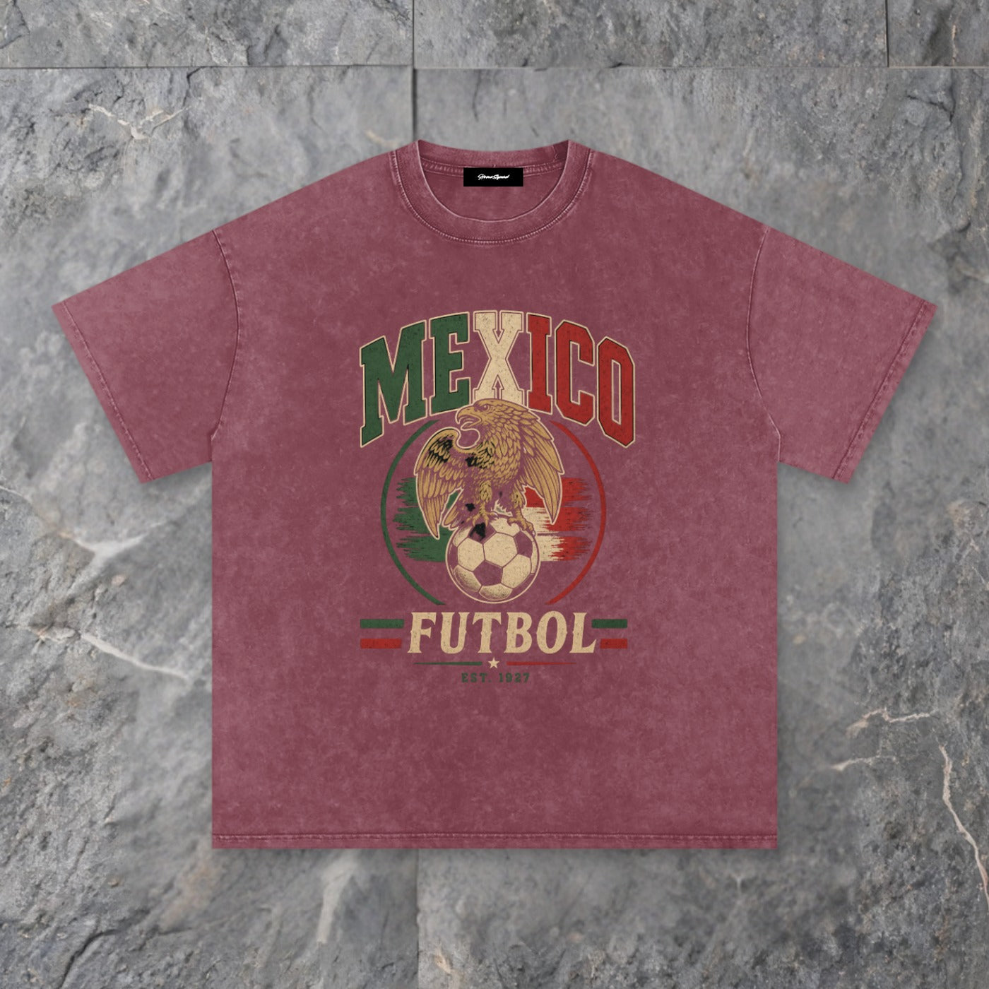 vintage heritage snow washed cotton t shirt mexico edition — slate background