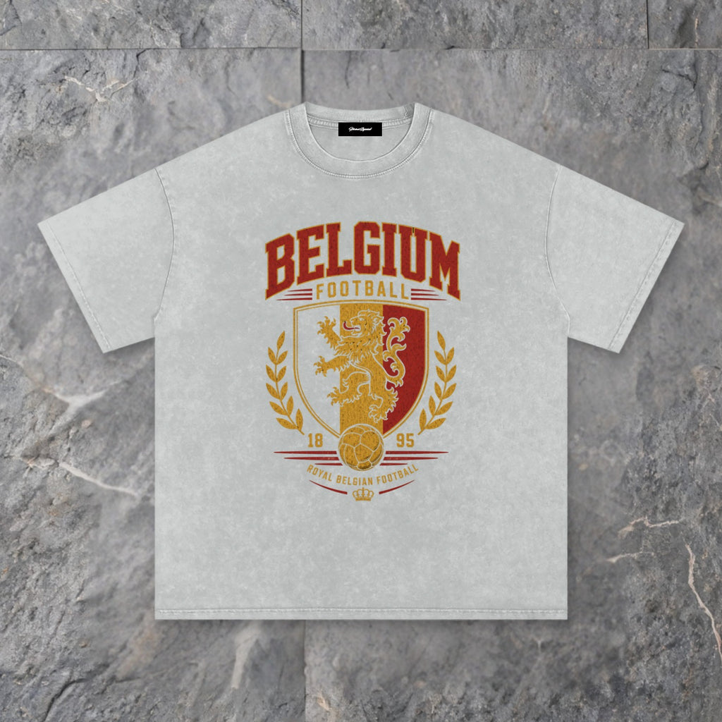 vintage heritage snow washed cotton t shirt belgium edition — slate background