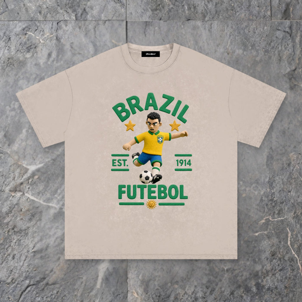 claymation series snow washed cotton t shirt brazil edition — slate background
