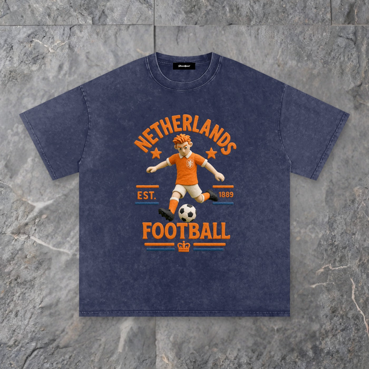 claymation series snow washed cotton t shirt netherlands edition — slate background