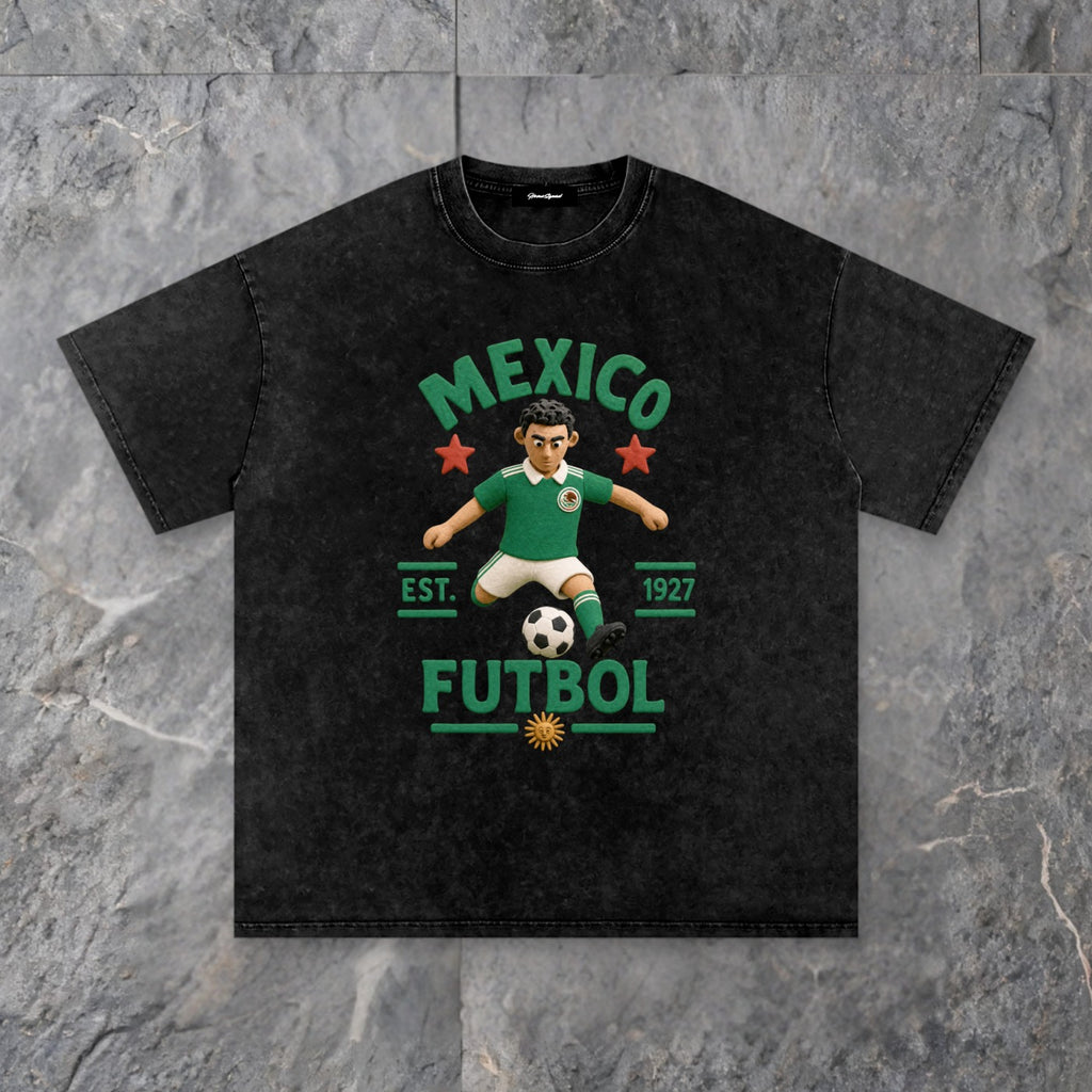 claymation series snow washed cotton t shirt mexico edition — slate background