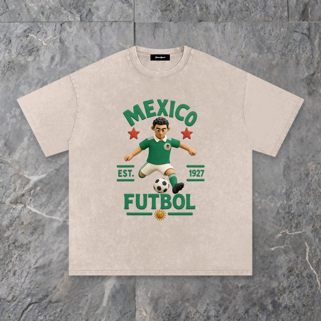 claymation series snow washed cotton t shirt mexico edition — slate background