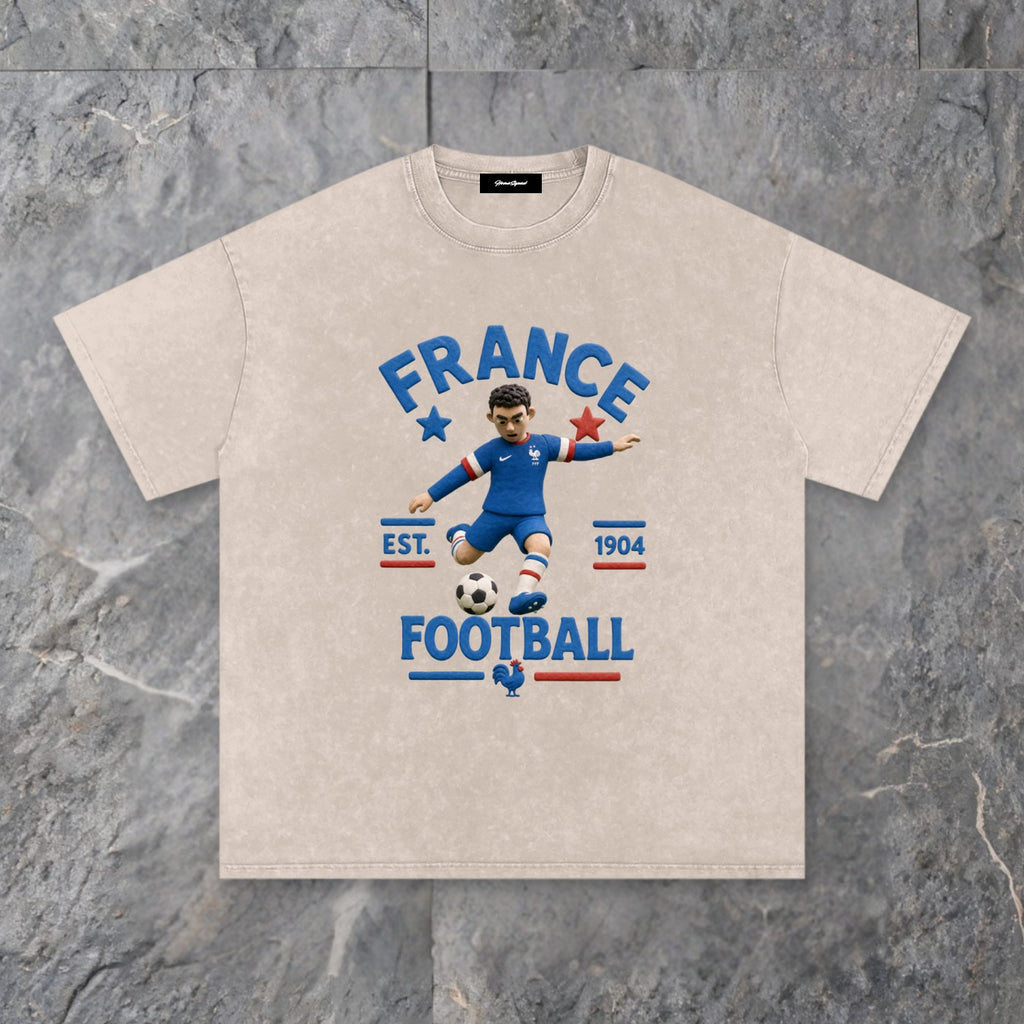 claymation series snow washed cotton t shirt france edition — slate background