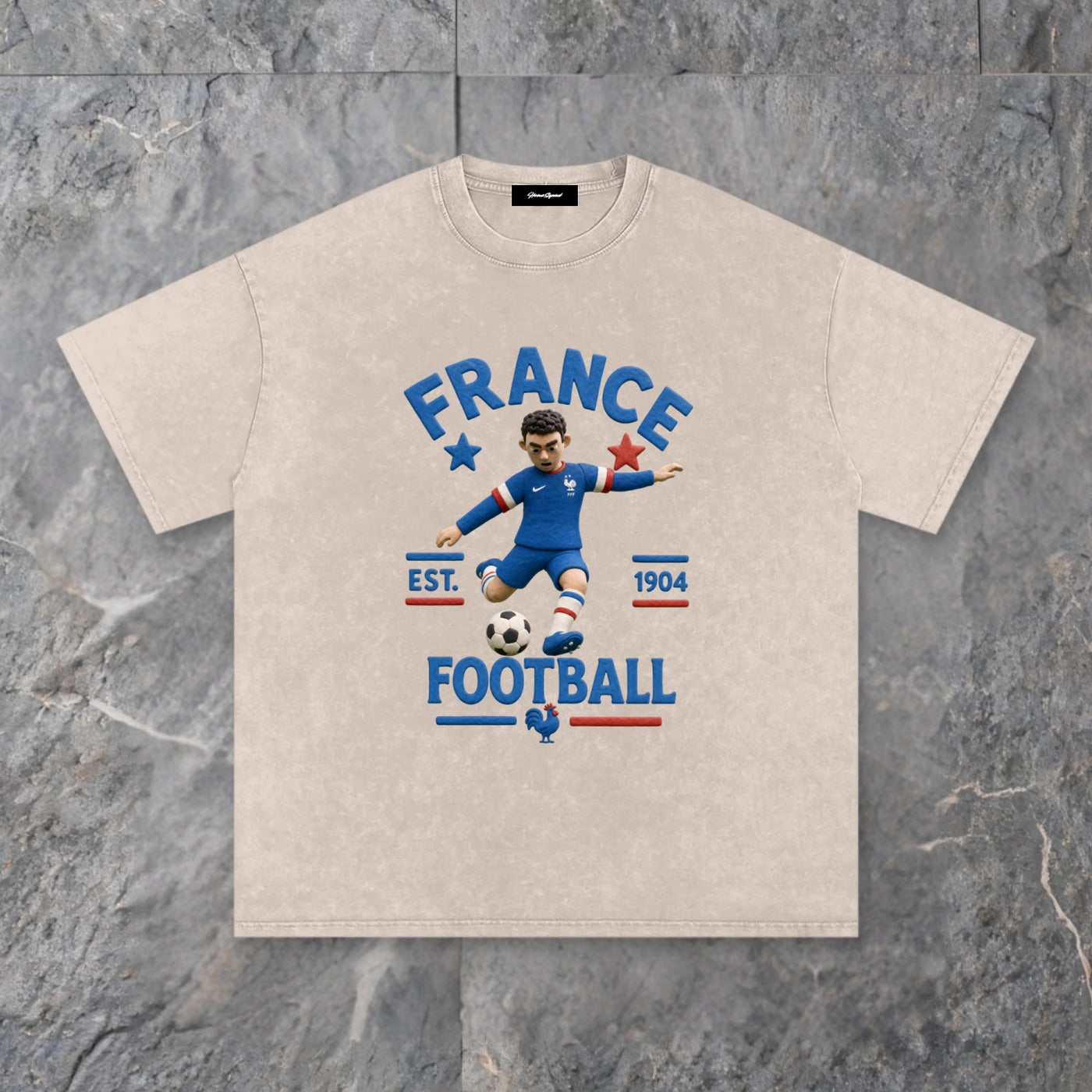 claymation series snow washed cotton t shirt france edition — slate background