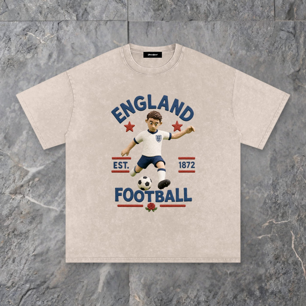claymation series snow washed cotton t shirt england edition — slate background