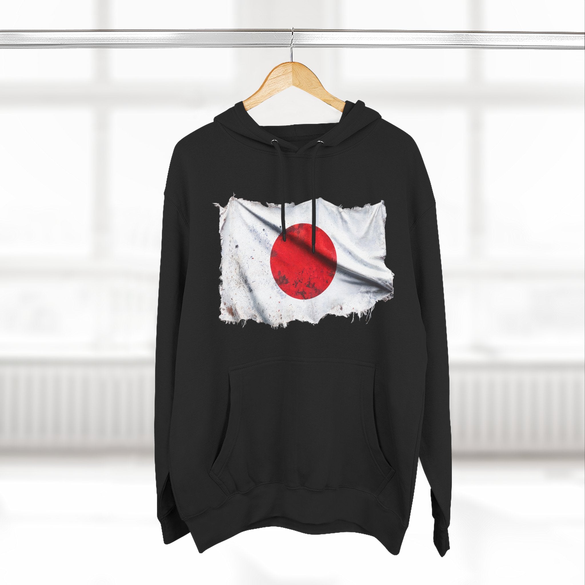 Distressed Japan Flag Pullover Hoodie | Japan Graphic Fleece Hoodie