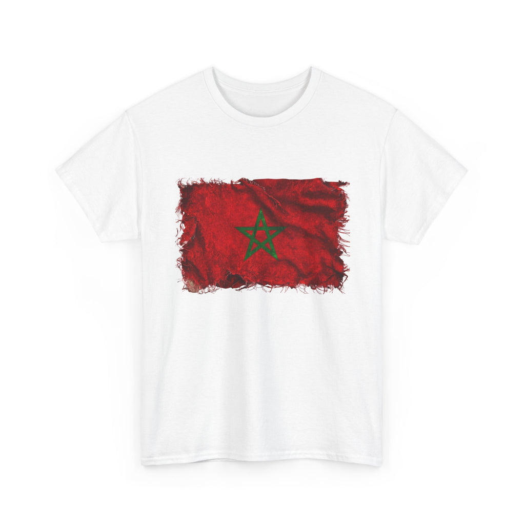 Distressed Morocco Flag Tee | Morocco Graphic Cotton T-Shirt