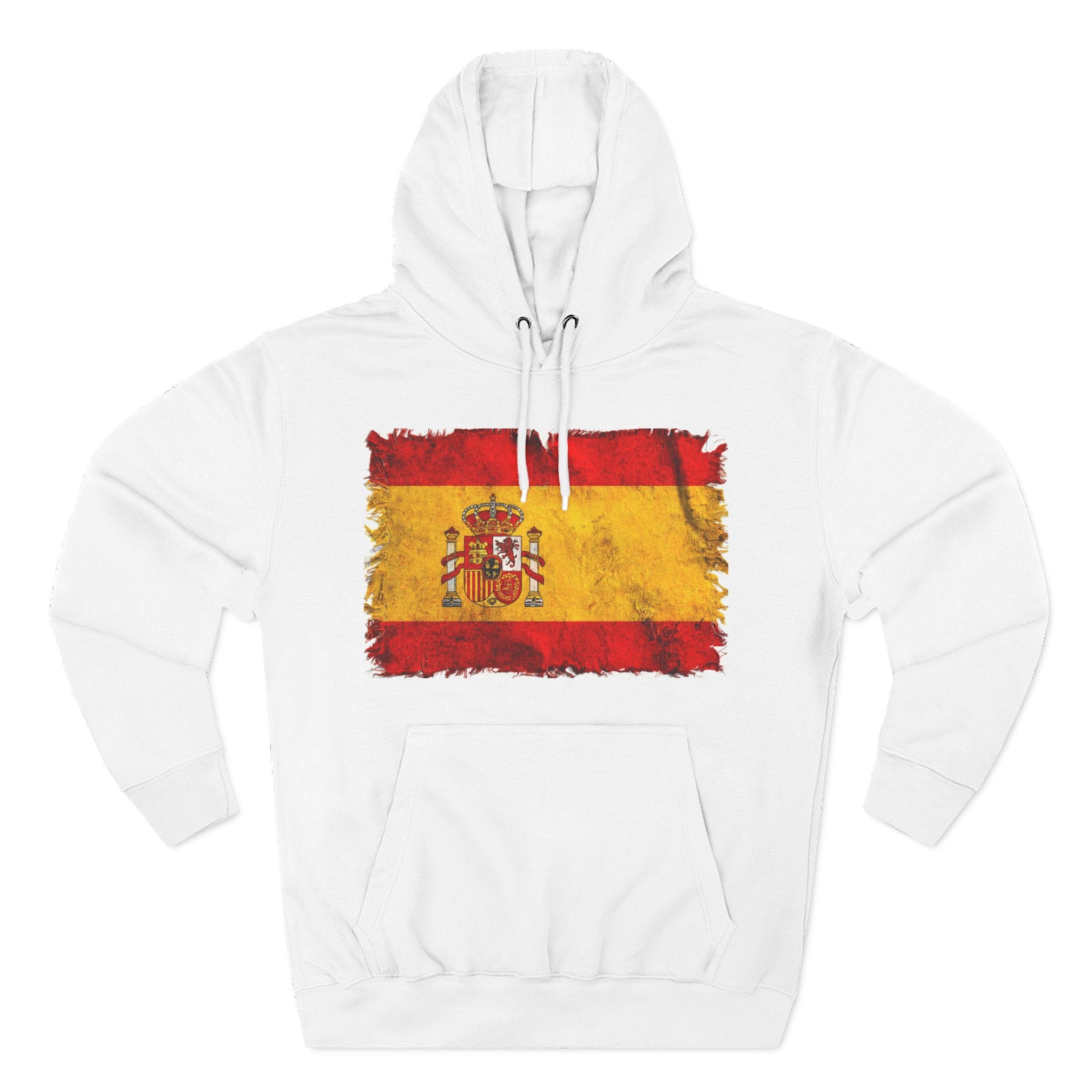 Distressed Spain Flag Pullover Hoodie | Spain Graphic Fleece Hoodie