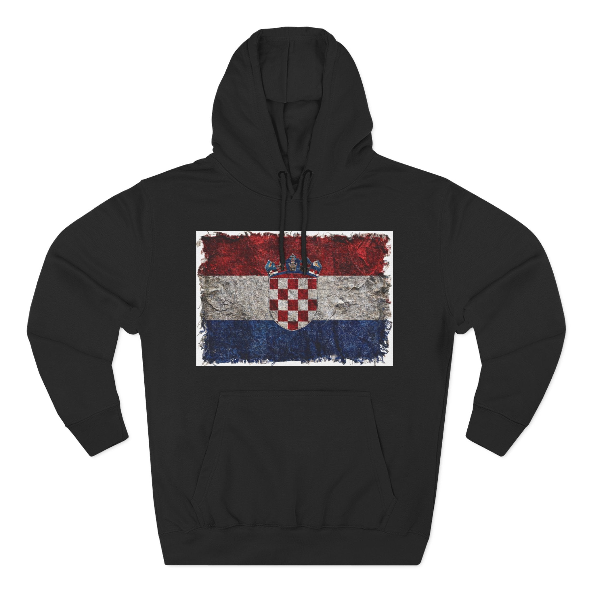 Distressed Croatia Flag Pullover Hoodie | Croatia Graphic Fleece Hoodie