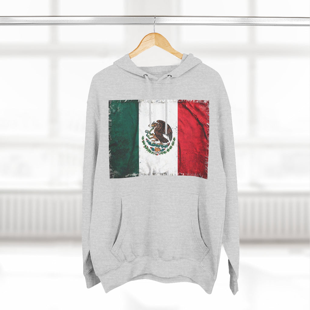 Distressed Mexico Flag Pullover Hoodie | Mexico Graphic Fleece Hoodie