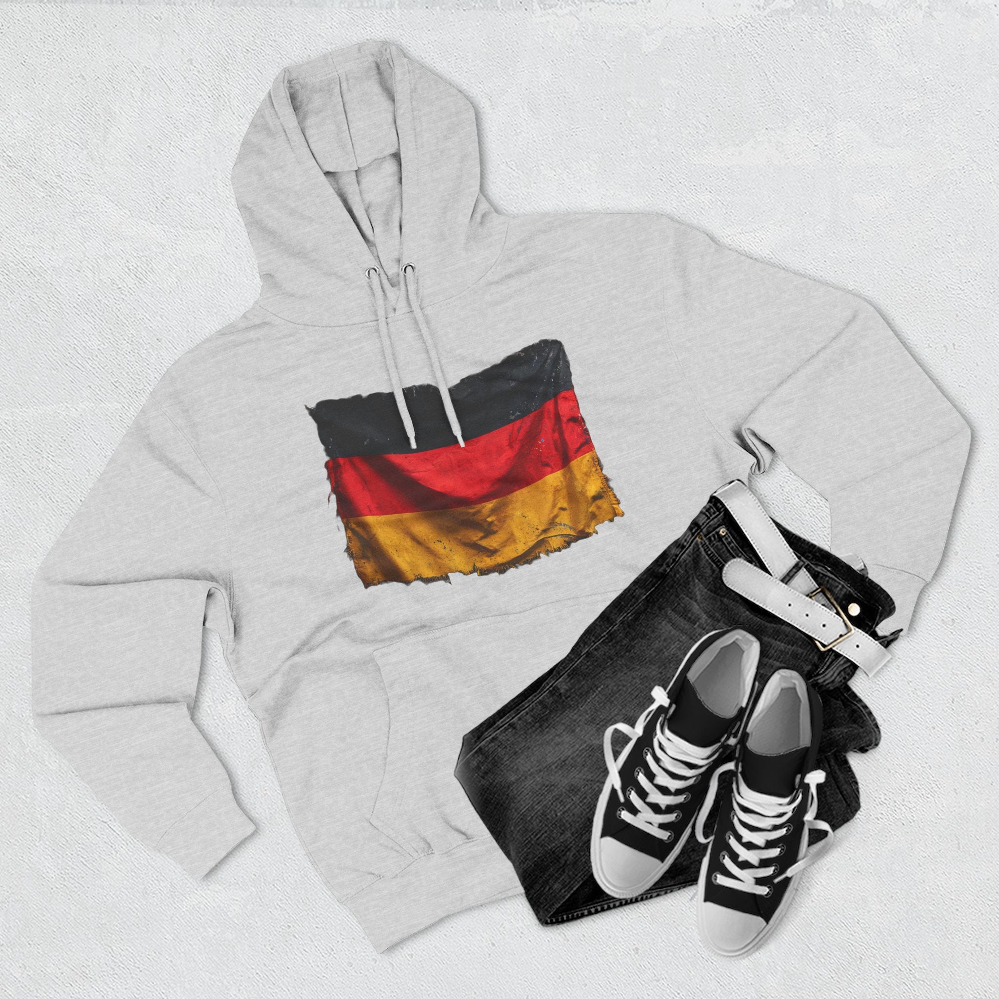 Distressed Germany Flag Pullover Hoodie | Germany Graphic Fleece Hoodie