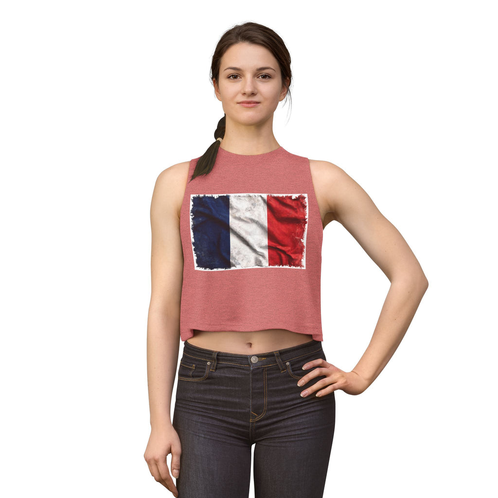 Distressed French Flag Crop Top | France Tricolor Tank