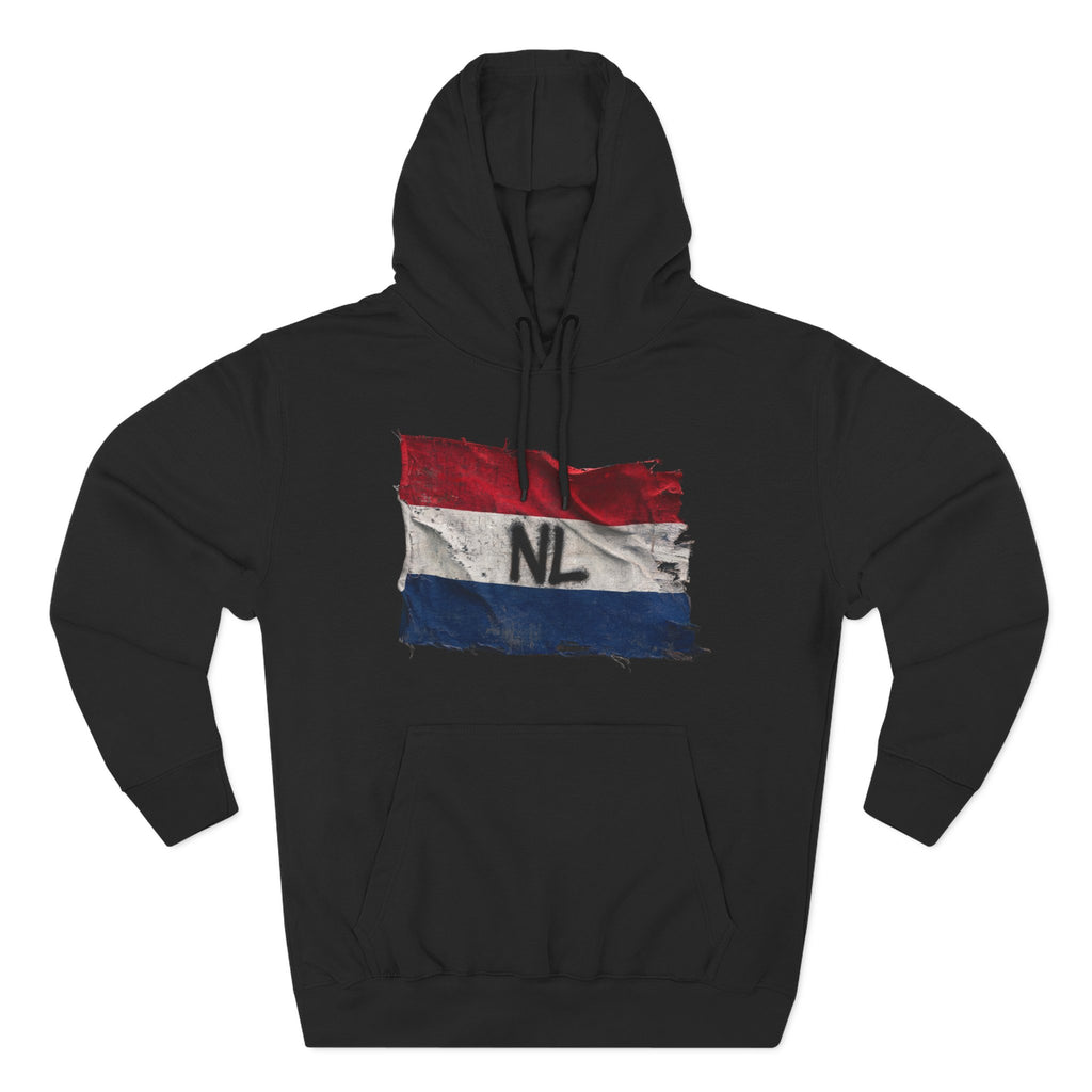 NL Flag Hoodie — Distressed Netherlands Tricolor Pullover