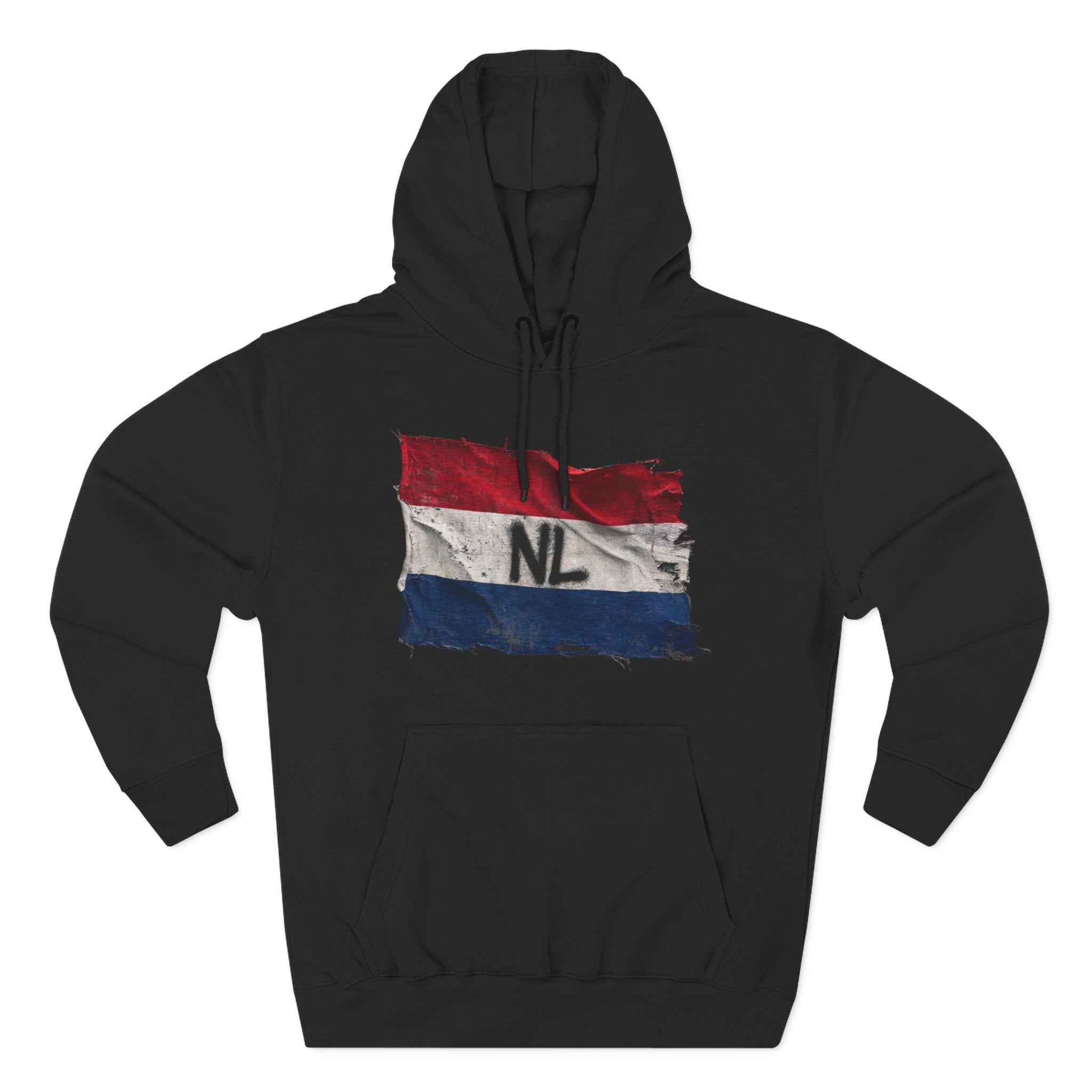 NL Flag Hoodie — Distressed Netherlands Tricolor Pullover