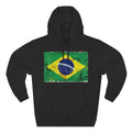 Distressed Brazil Flag Pullover Hoodie | Brazil Graphic Fleece Hoodie